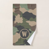 Camouflage Woodland Camo Khaki Tan Black Monogram Bad Handdoek (Handdoek)