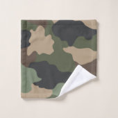 Camouflage Woodland Camo Khaki Tan Black Monogram Bad Handdoek (Wasdoekje)