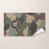 Camouflage Woodland Camo Khaki Tan Black Monogram Bad Handdoek (Handdoek)