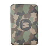 Camouflage Woodland Camo Khaki Tan Black Monogram Badmat (Voorkant Verticaal)
