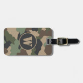 Camouflage Woodland Camo Khaki Tan Black Monogram Bagagelabel (Voorkant horizontaal)