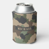 Camouflage Woodland Camo Khaki Tan Black Monogram Blikjeskoeler (Blikje Achterkant)