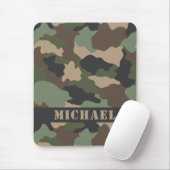 Camouflage Woodland Camo Khaki Tan Black Monogram Muismat (Met muis)
