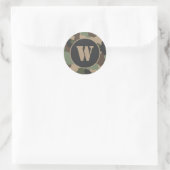 Camouflage Woodland Camo Khaki Tan Black Monogram Ronde Sticker (Tas)
