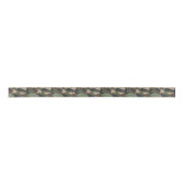 Camouflage Woodland Camo Khaki Tan Black Monogram Satijnen Lint (Voorkant)