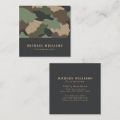 Camouflage Woodland Camo Khaki Tan Black Monogram Vierkante Visitekaartje (Voorkant / Achterkant)