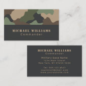 Camouflage Woodland Camo Khaki Tan Black Monogram Visitekaartje (Voorkant / Achterkant)
