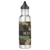 Camouflage Woodland Camo Khaki Tan Black Monogram Waterfles (Links)