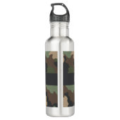 Camouflage Woodland Camo Khaki Tan Black Monogram Waterfles (Achterkant)