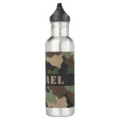 Camouflage Woodland Camo Khaki Tan Black Monogram Waterfles (Rechts)