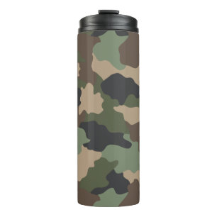 Camouflage Woodland Camo Khaki Tan Black Thermosbeker