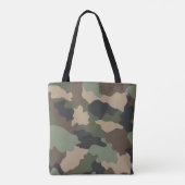 Camouflage Woodland Camo Khaki Tan Black Tote Bag (Achterkant)