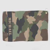Camouflage Woodland Camo Militaire Khaki Monogram Golfhanddoek (Horizontaal)