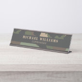 Camouflage Woodland Camo Militaire Khaki Tan Black Bureau Naambordje (Voorkant)