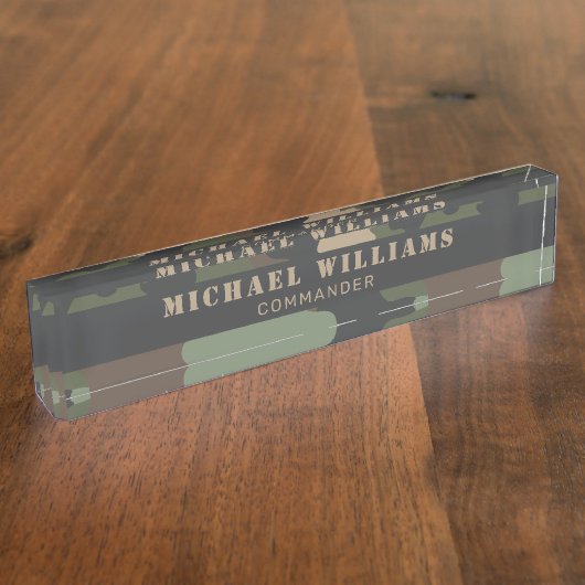 Camouflage Woodland Camo Militaire Khaki Tan Black Naambordje (Zijkant)