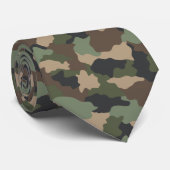 Camouflage Woodland Camo Militaire Khaki Tan Black Stropdas (Opgerold)