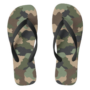 Camouflage Woodland Camo Militaire Khaki Tan Black Teenslippers