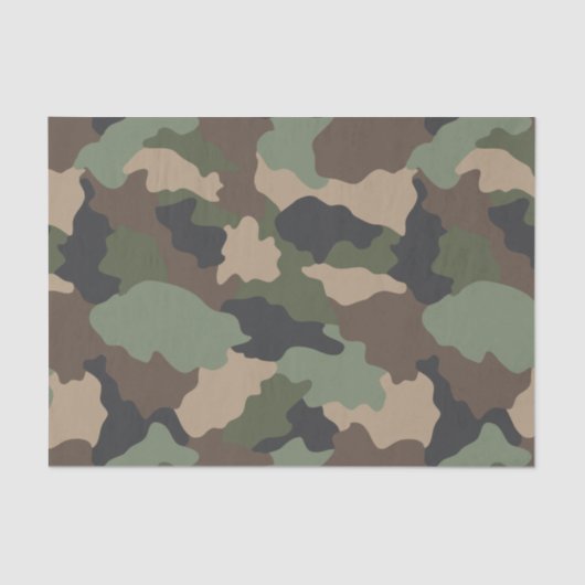 Camouflage Woodland Camo Militaire Khaki Tan Black Tissuepapier (Voorkant)