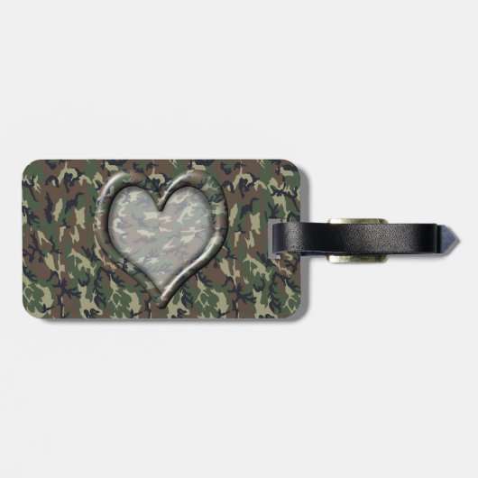 Camouflage Woodland Forest Heart op Camo Bagagelabel (Achterkant horizontaal)