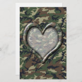 Camouflage Woodland Forest Heart op Camo Briefpapier (Voorkant / Achterkant)