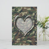 Camouflage Woodland Forest Heart op Camo Briefpapier (Staand voorkant)
