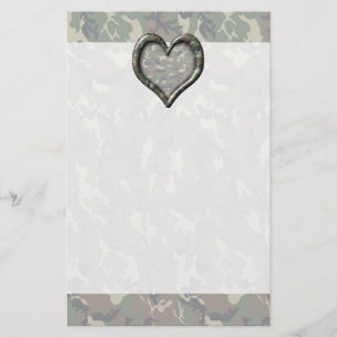 Camouflage Woodland Forest Heart op Camo Briefpapier