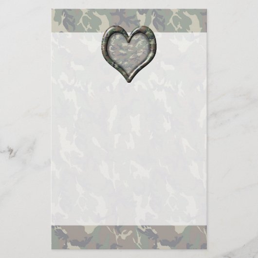 Camouflage Woodland Forest Heart op Camo Briefpapier (Voorkant)