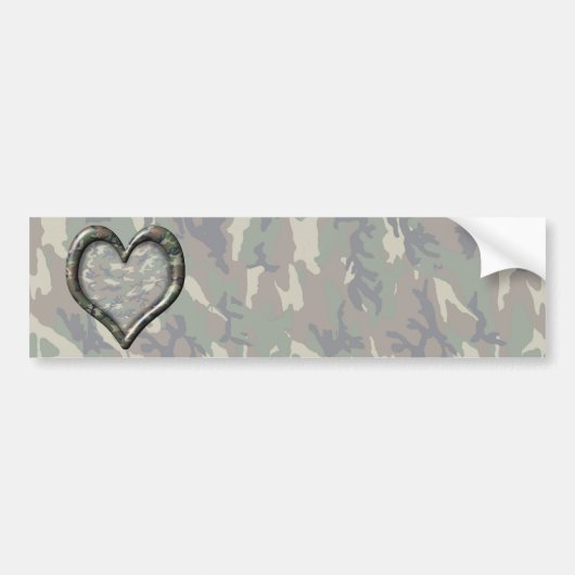Camouflage Woodland Forest Heart op Camo Bumpersticker (Voorkant)