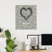 Camouflage Woodland Forest Heart op Camo Poster (Thuiskantoor)
