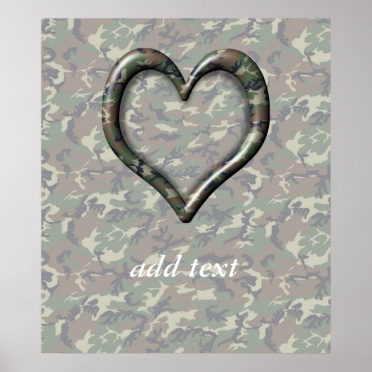 Camouflage Woodland Forest Heart op Camo Poster (Voorkant)