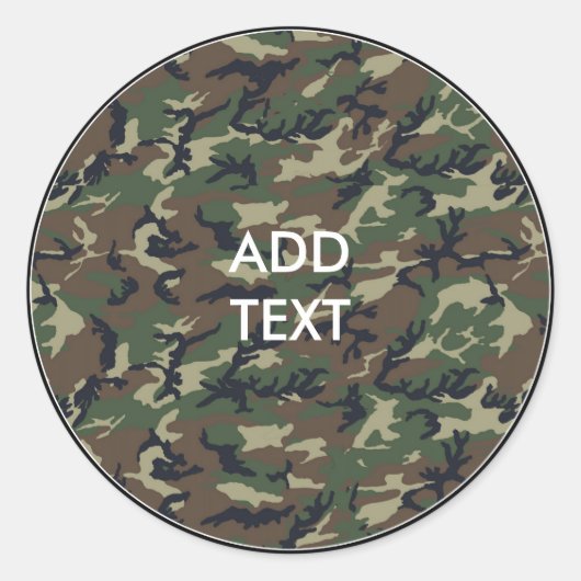 Camouflage Woodland Ronde Sticker (Voorkant)
