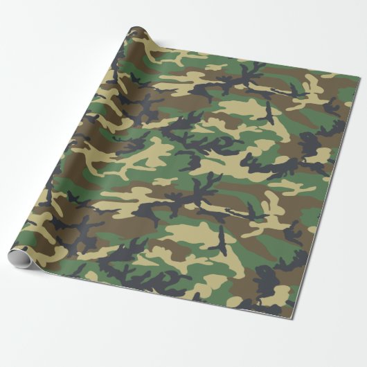 Camouflage Woodlands Pattern wrapping Paper Cadeaupapier (Uitgerold)
