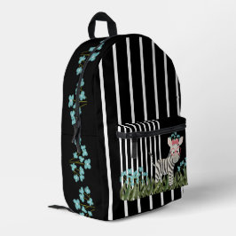 Camouflage Zebra met Blauwe Bloemen Rugzak