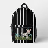 Camouflage Zebra met Blauwe Bloemen Rugzak (Voorkant)