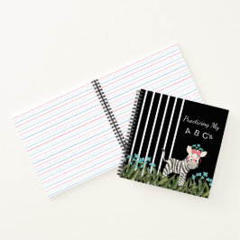 Camouflage Zebra Met Blauwe Bloemen Spiraal Notebo Notitieboek