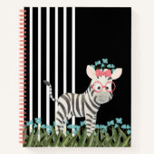Camouflage Zebra Met Blauwe Bloemen Spiraal Notebo Notitieboek (Voorkant)