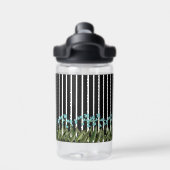 Camouflage Zebra met blauwe bloemen waterfles (Achterkant)