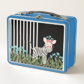 Camouflage Zebra met Blue Flowers Lunchbox (Voorkant)