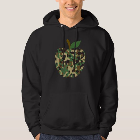 Camouflaged Apple First Day Of School Teaching Tea Hoodie (Voorkant)