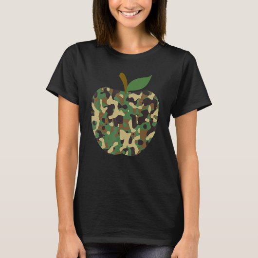 Camouflaged Apple First Day Of School Teaching Tea T-shirt (Voorkant)