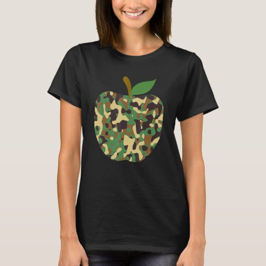 Camouflaged Apple First Day Of School Teaching Tea T-shirt (Voorkant)
