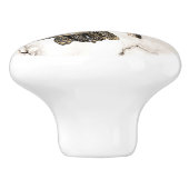 Camouflaged Owl op bruine marmer Keramische Knop (Zijkant)