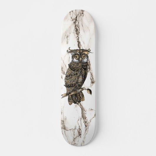 Camouflaged Owl op bruine marmer Persoonlijk Skateboard (Voorkant)