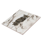 Camouflaged Owl op bruine marmer Tegeltje (Zijkant)