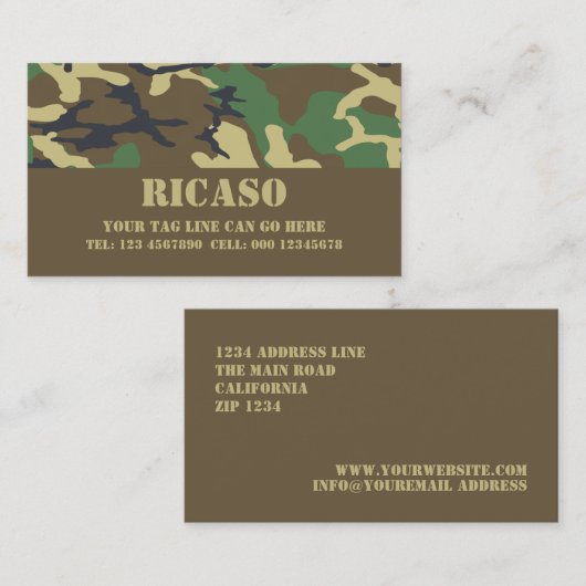 Camouflaged Pattern Visitekaartje (Voorkant / Achterkant)