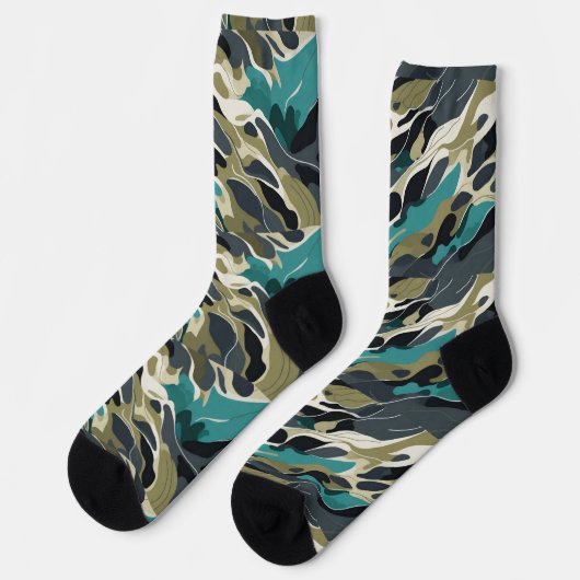 Camouflagekleuren achtergrondontwerp sokken (Links)