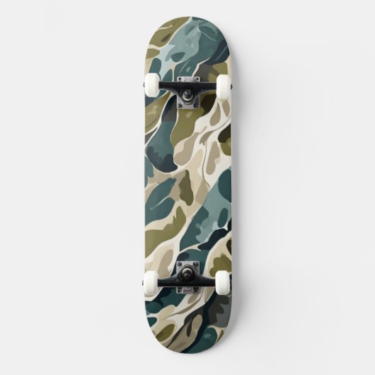Camouflageontwerp in groen en beige persoonlijk skateboard (Voorkant)