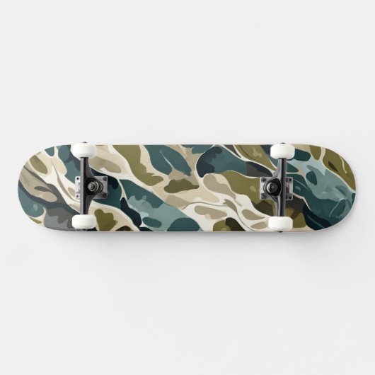 Camouflageontwerp in groen en beige persoonlijk skateboard (Horizontaal)