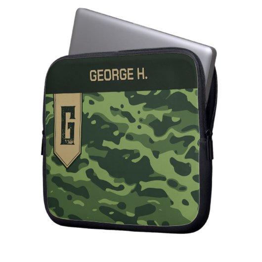 Camouflagepatroon Laptop Sleeve (Voorkant Links)