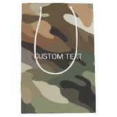 Camouflagepatroon met aangepaste tekst middelgrote medium cadeauzakje (Voorkant)